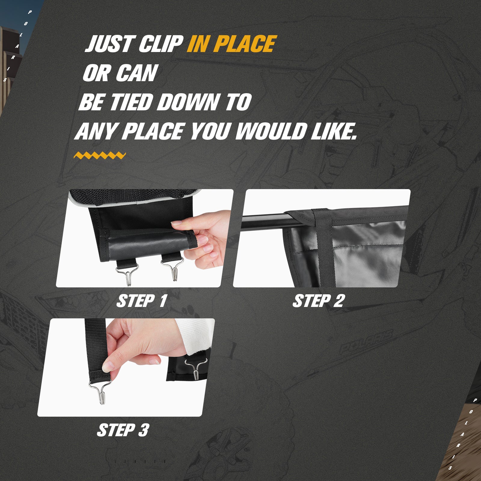 thumbnail image 2 of NICECNC UTV Center Seat Storage Bag – Polaris RZR 900 570 800 XP 1000 2014-2024 (1680D Oxford Fabric, 4L) 2 of 4
